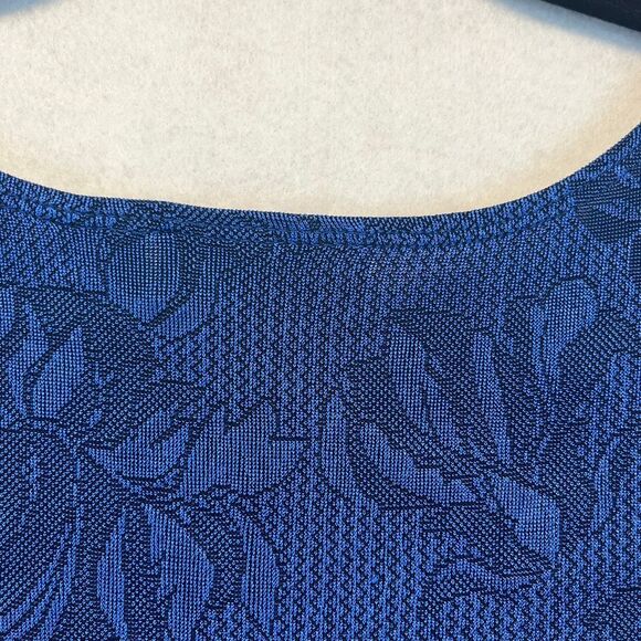 CHICO'S TRAVELERS Top Women's Size 2 Large Royal Blue Floral Jacquard Sleeveless - Picture 9 of 11